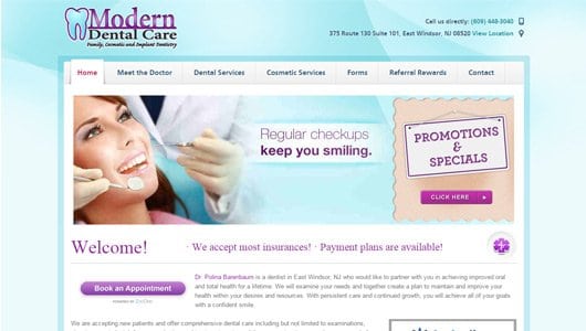 modern dental website design